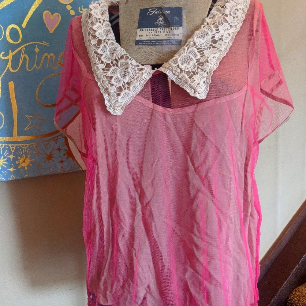 Brand New Nasty Gal Collared Sheer Top